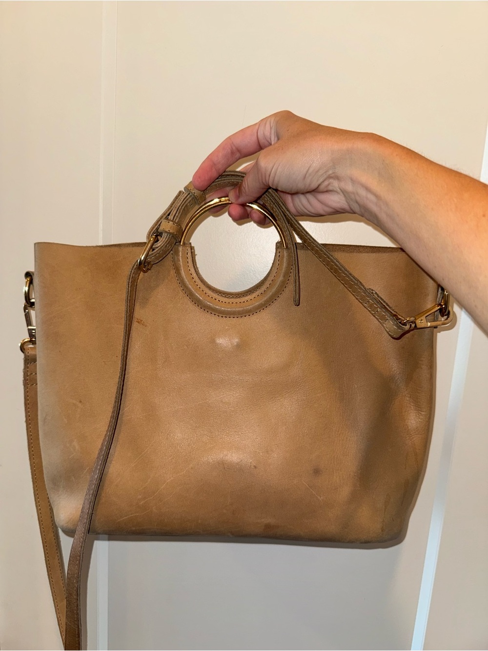 Classic ABLE Tan Leather Tote with Round Handles
